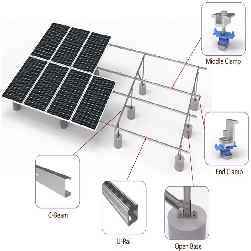 Крупномасштабная система крепления солнечных батарей из стали с покрытием ZAM наземная монтажная конструкция для солнечных батарей