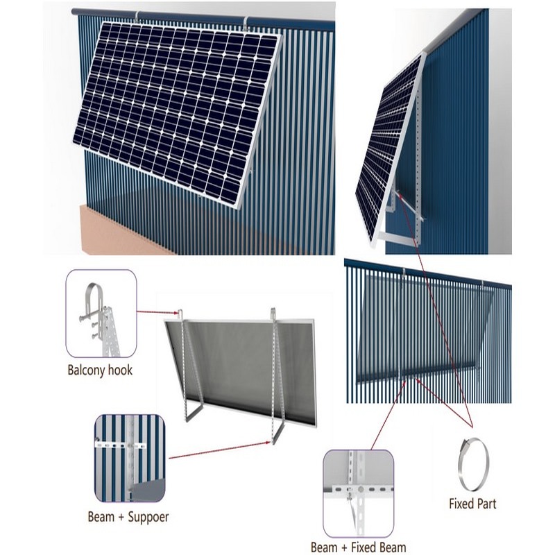 Легкий солнечный комплект, универсальная солнечная панель, монтажные кронштейны для балкона, держатель солнечного модуля для балкона